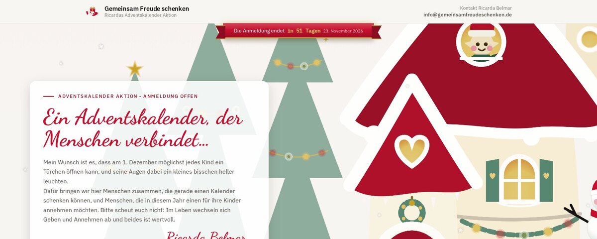 Screenshot: Gemeinsam Freude schenken